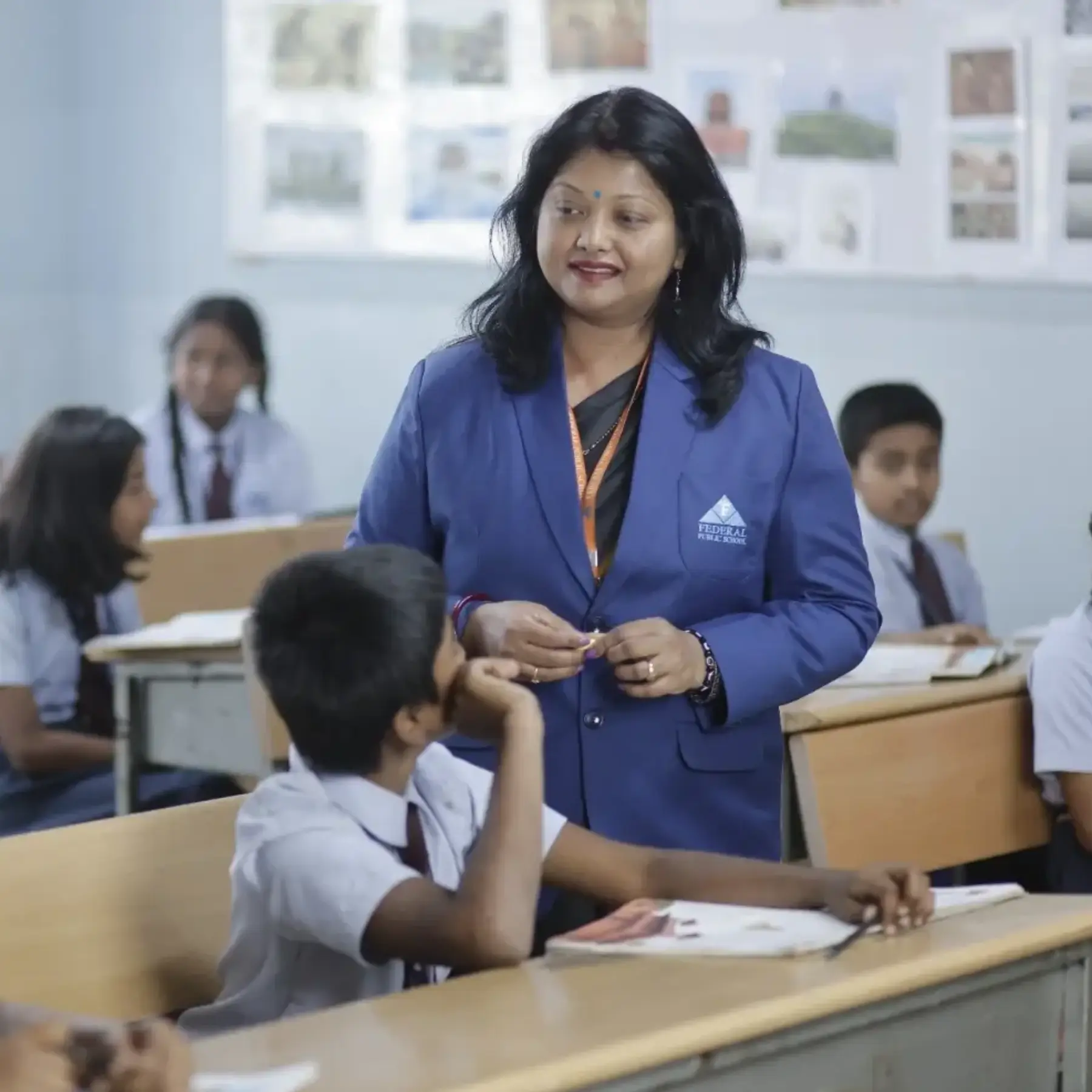Students learning with teacher in classroom at Federal Public School – One of the best ICSE schools in Bangalore